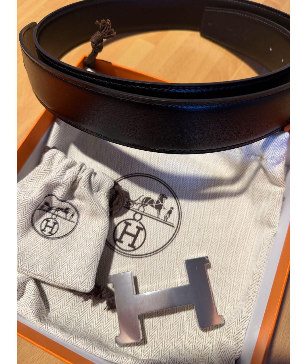 HERMES Черный кожаный ремень, фото 4