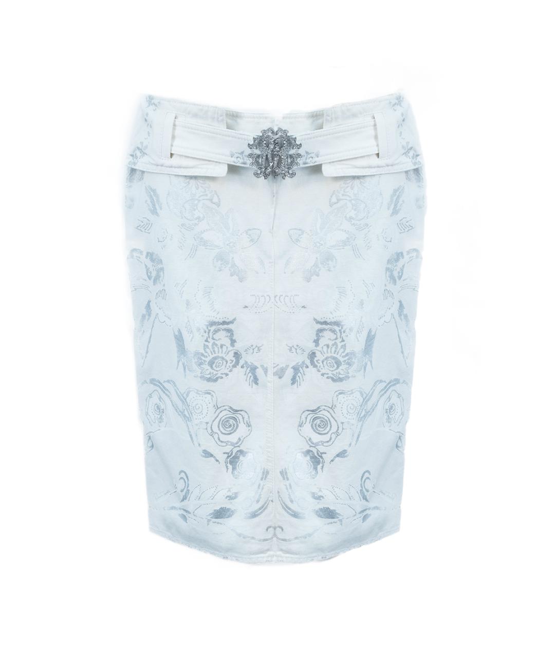ROBERTO CAVALLI Белая деним юбка мини, фото 1