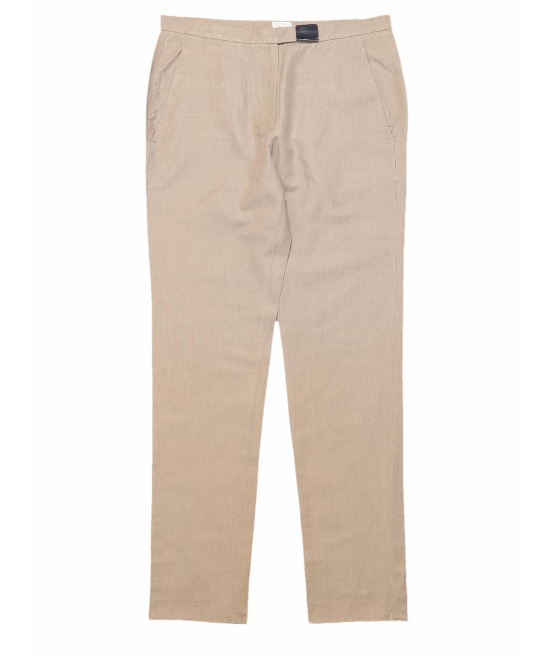 BRUNELLO CUCINELLI Бежевые хлопковые прямые брюки, фото 1