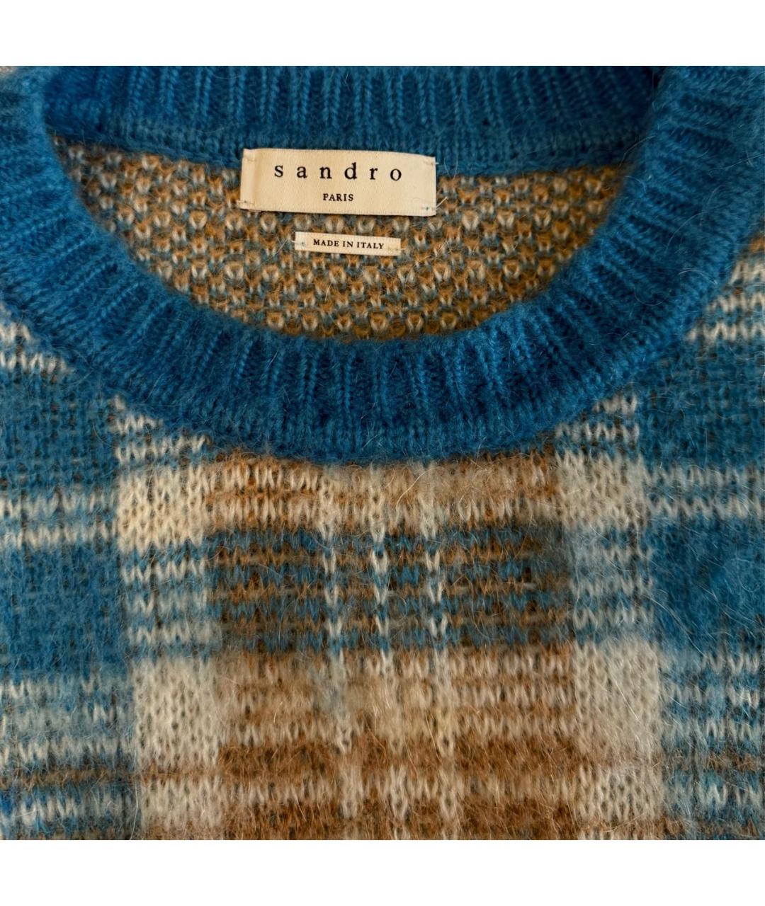 SANDRO Синий шерстяной джемпер / свитер, фото 2