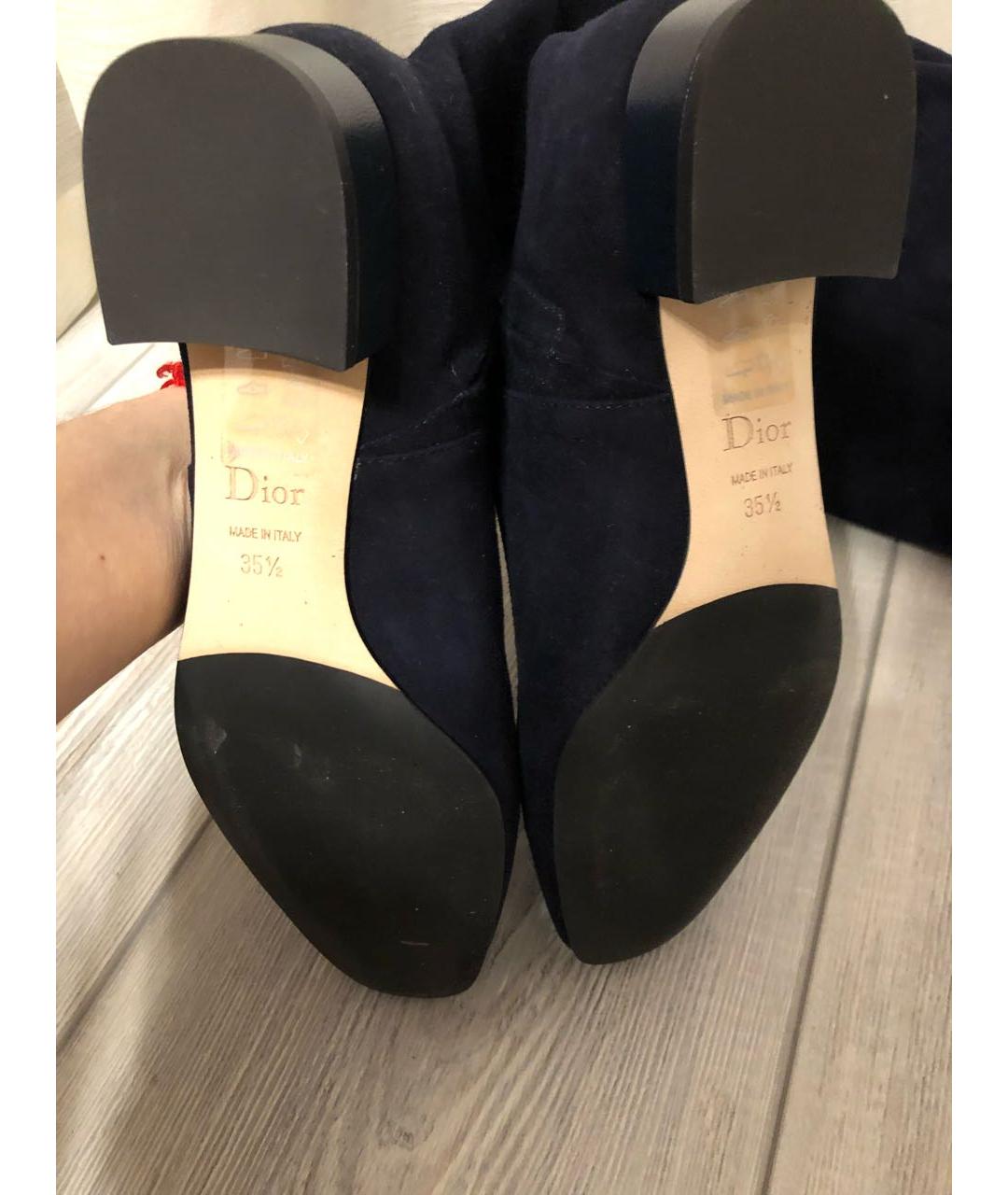 CHRISTIAN DIOR Синие замшевые сапоги, фото 5