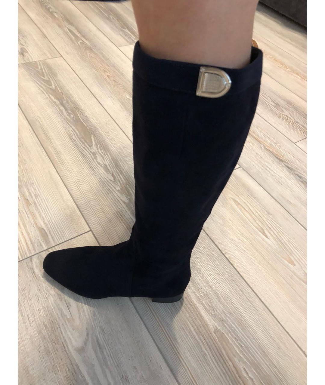 CHRISTIAN DIOR Синие замшевые сапоги, фото 6