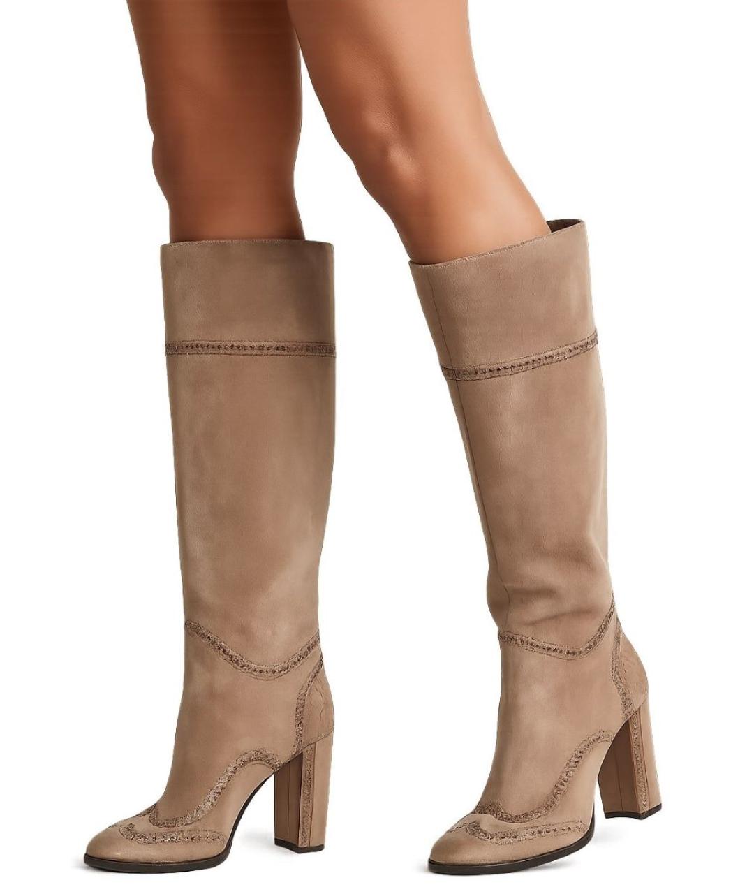 GUCCI Бежевые кожаные сапоги, фото 8