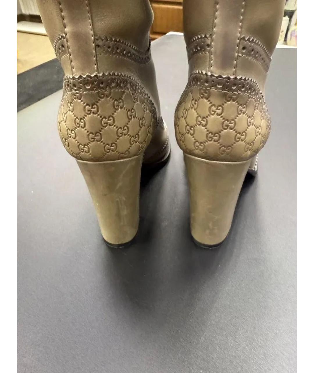 GUCCI Бежевые кожаные сапоги, фото 4