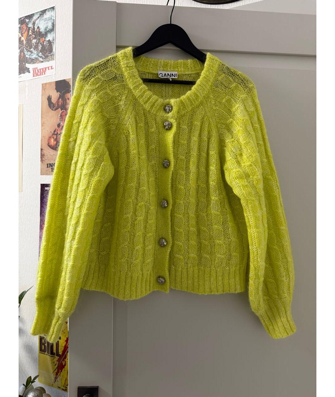 GANNI Желтый шерстяной кардиган, фото 2