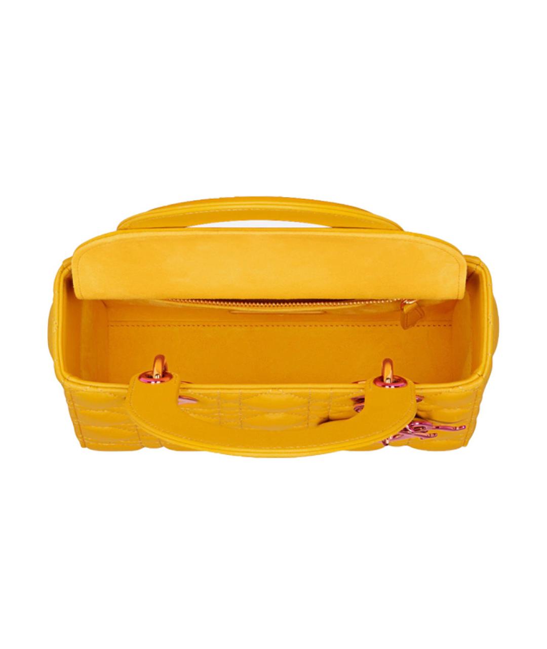 CHRISTIAN DIOR Желтая кожаная сумка тоут, фото 4