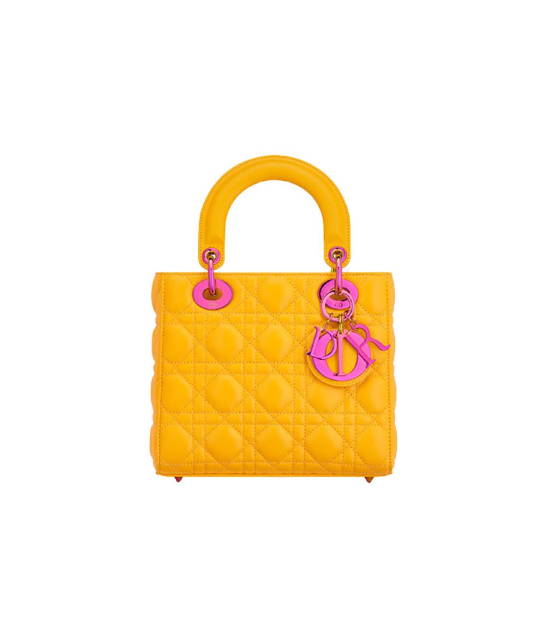 CHRISTIAN DIOR Желтая кожаная сумка тоут, фото 1