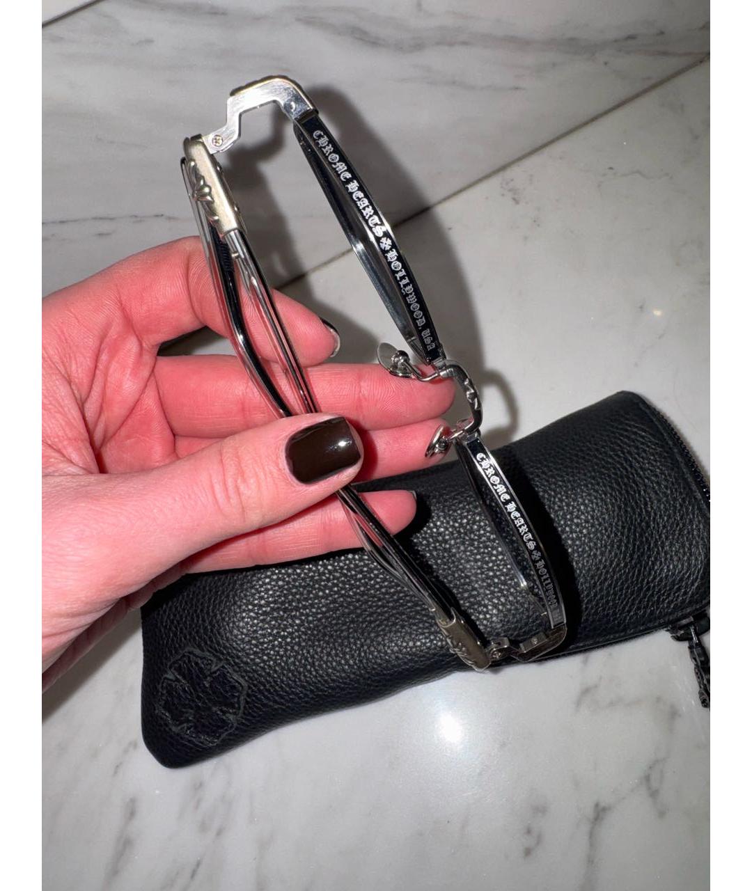 CHROME HEARTS Серебряные металлические солнцезащитные очки, фото 3