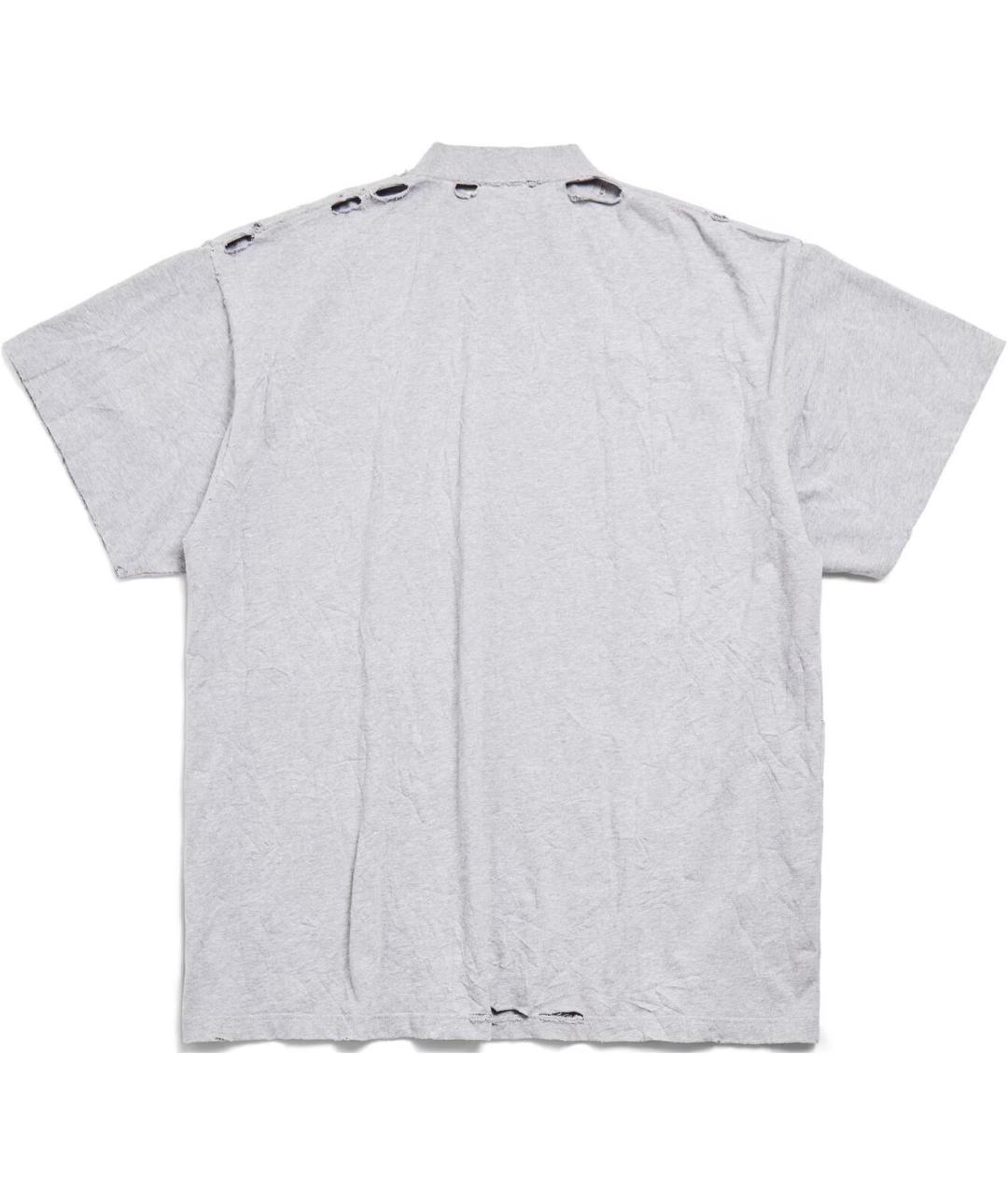 BALENCIAGA Серая хлопковая футболка, фото 2