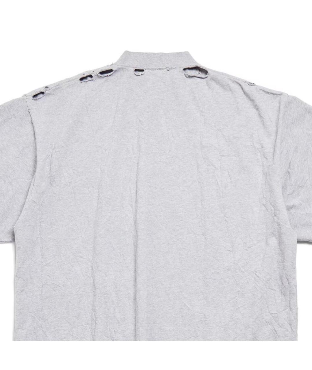 BALENCIAGA Серая хлопковая футболка, фото 4