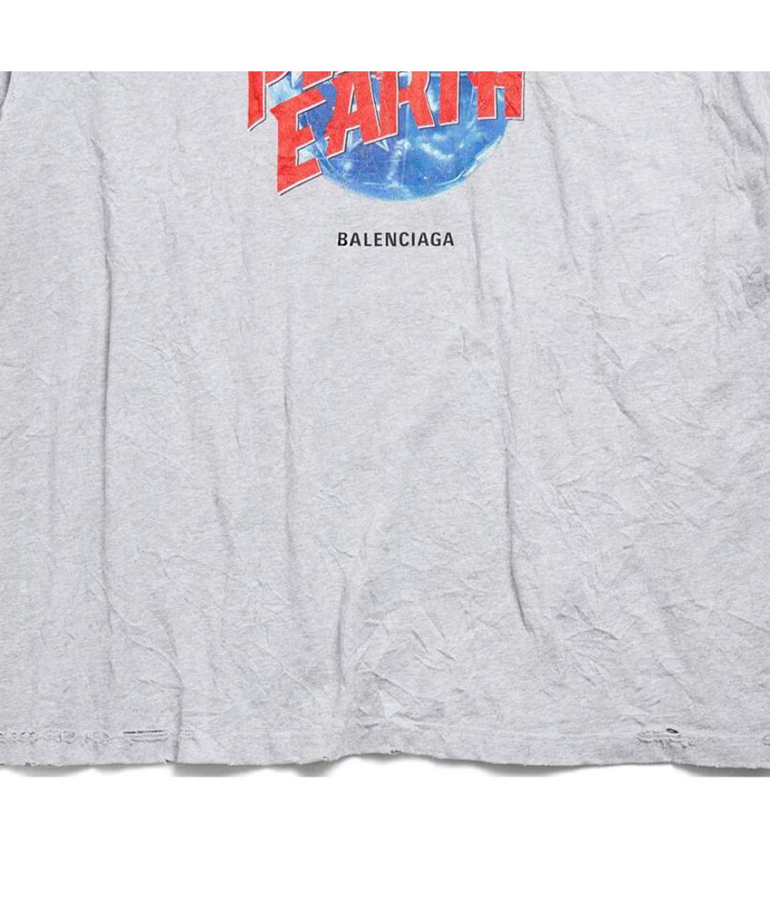 BALENCIAGA Серая хлопковая футболка, фото 3