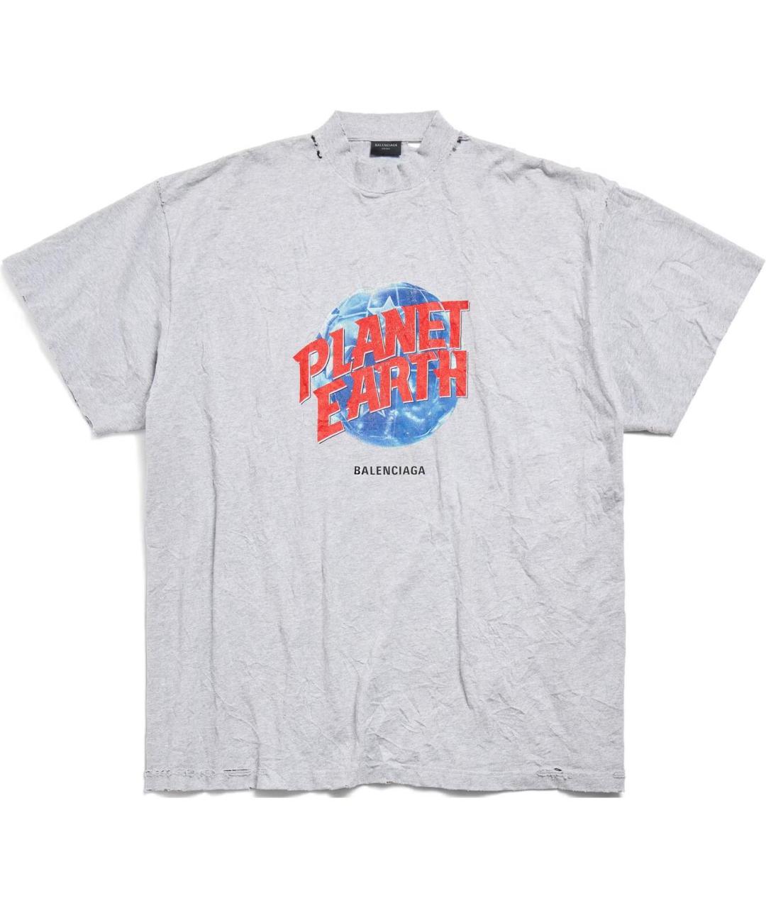 BALENCIAGA Серая хлопковая футболка, фото 1