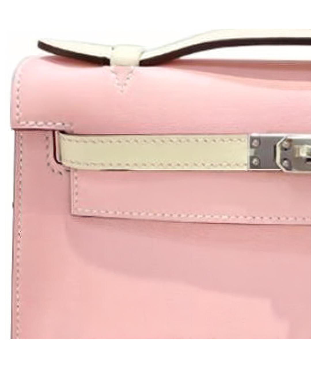 HERMES Розовая кожаная сумка с короткими ручками, фото 3