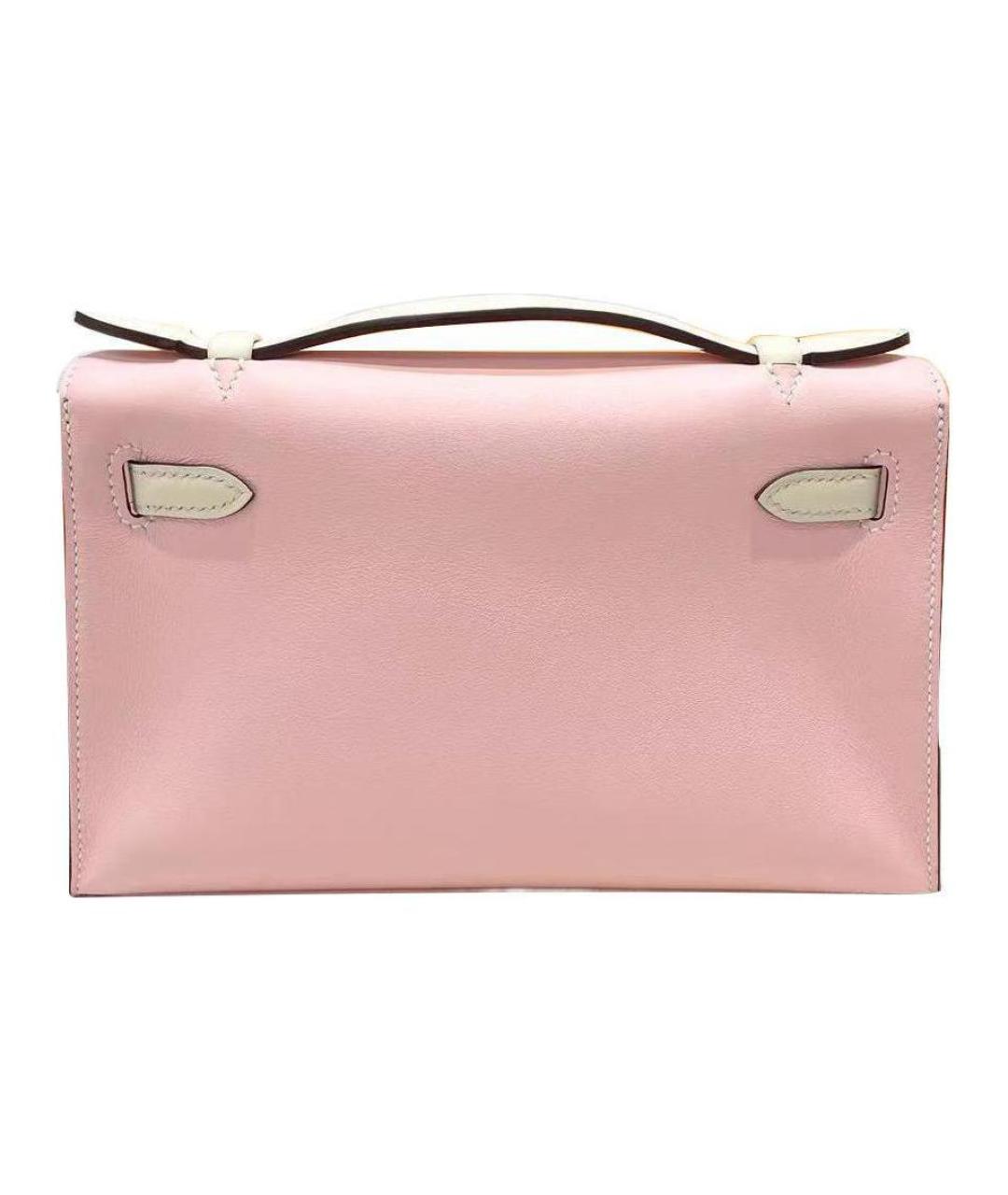 HERMES Розовая кожаная сумка с короткими ручками, фото 2