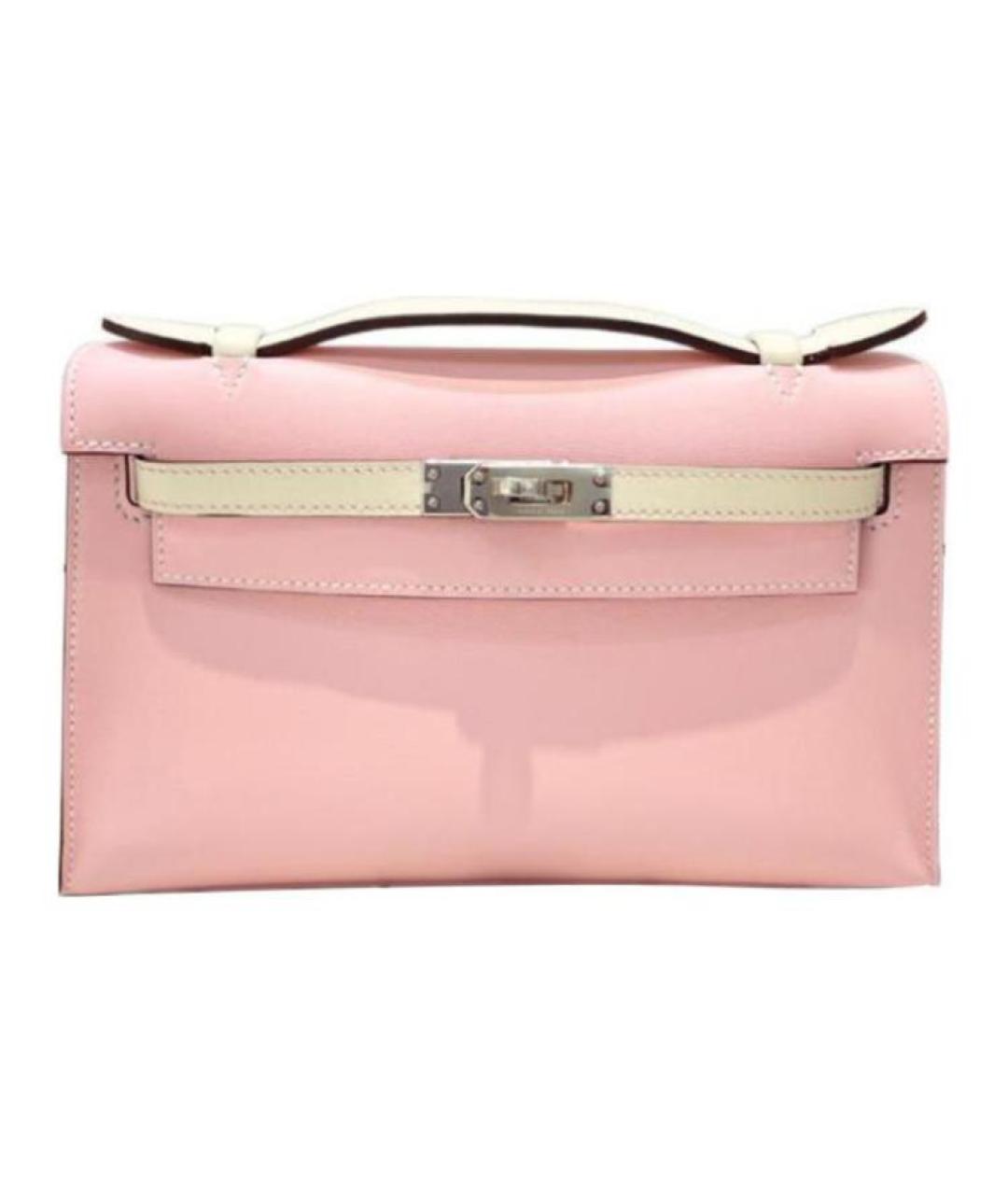 HERMES Розовая кожаная сумка с короткими ручками, фото 1
