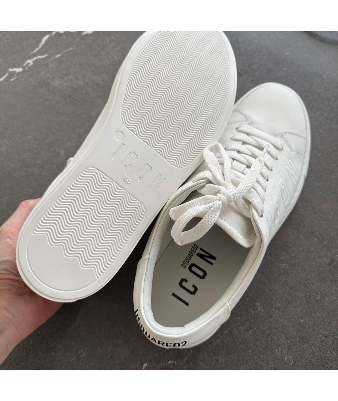 DSQUARED2 Белые кожаные кеды, фото 3