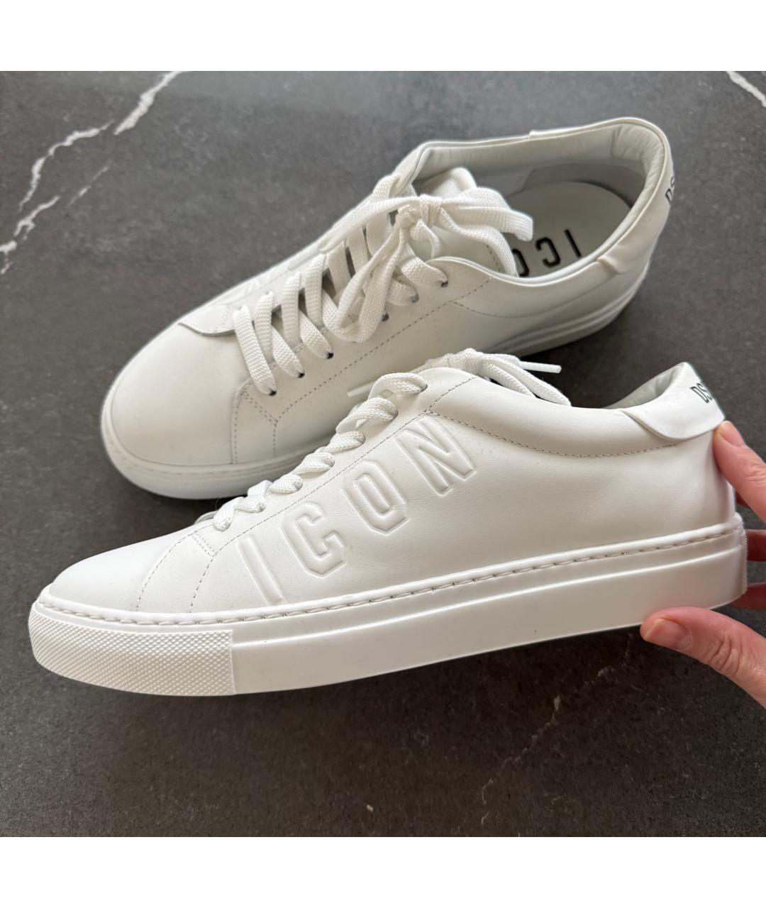 DSQUARED2 Белые кожаные кеды, фото 7