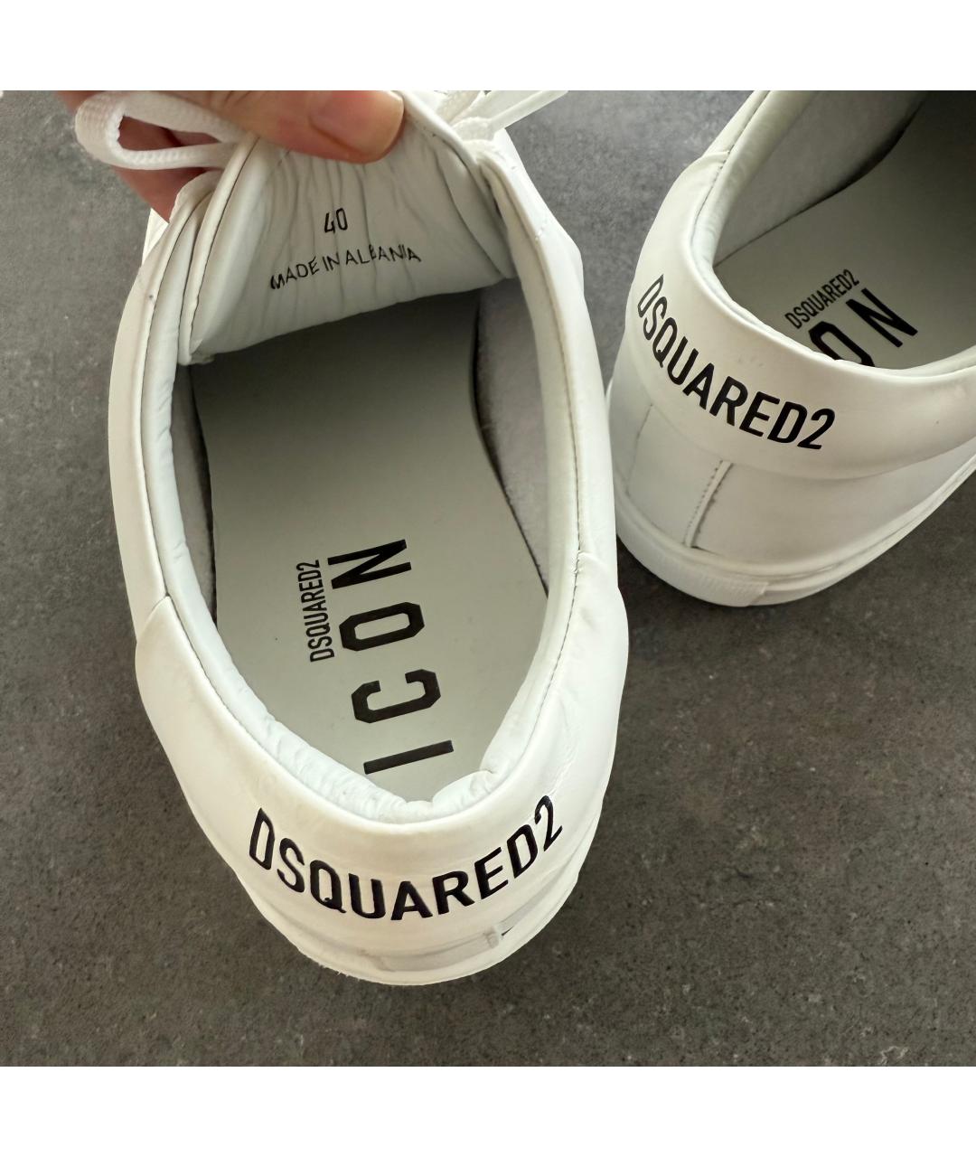 DSQUARED2 Белые кожаные кеды, фото 4