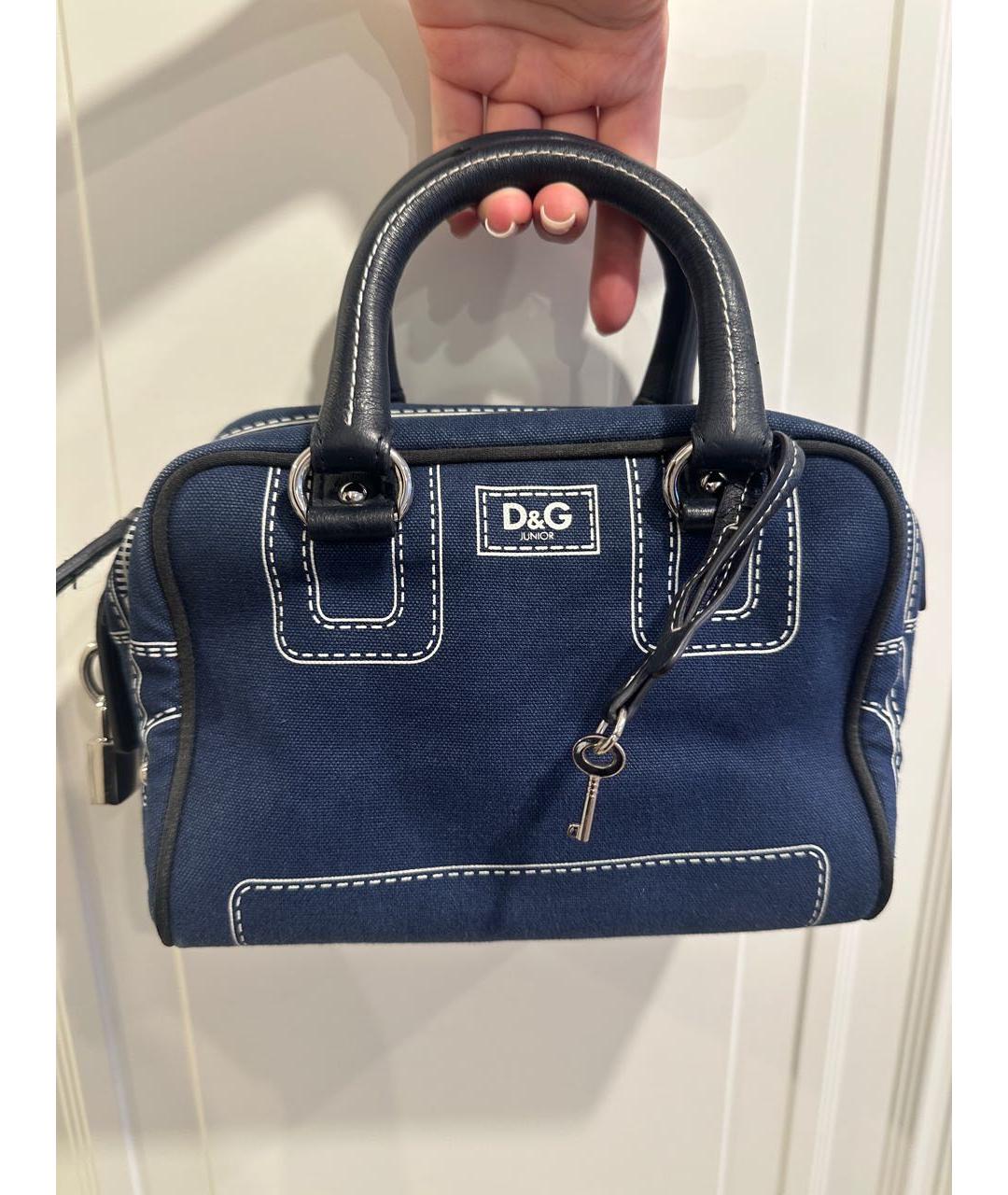 DOLCE&GABBANA Темно-синяя деним сумка с короткими ручками, фото 3