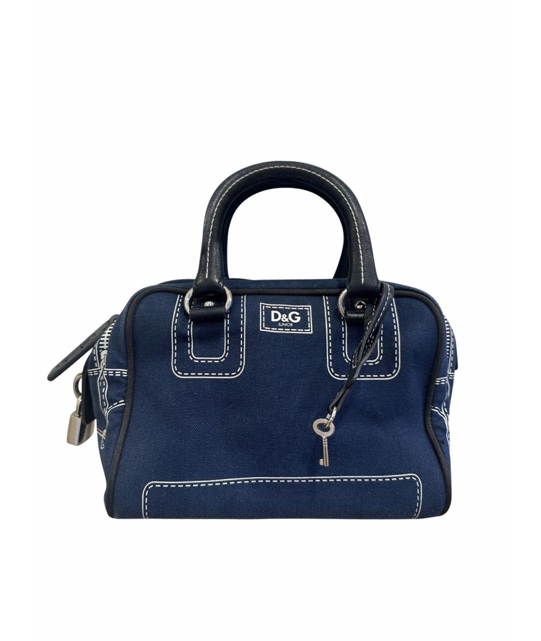 DOLCE&GABBANA Темно-синяя деним сумка с короткими ручками, фото 1