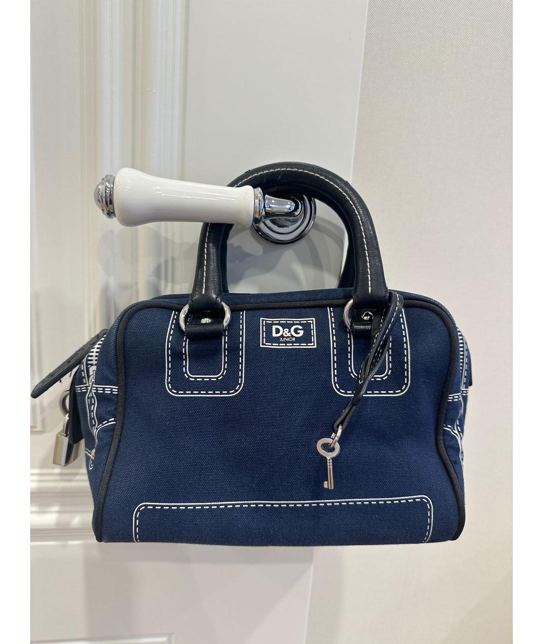 DOLCE&GABBANA Темно-синяя деним сумка с короткими ручками, фото 9