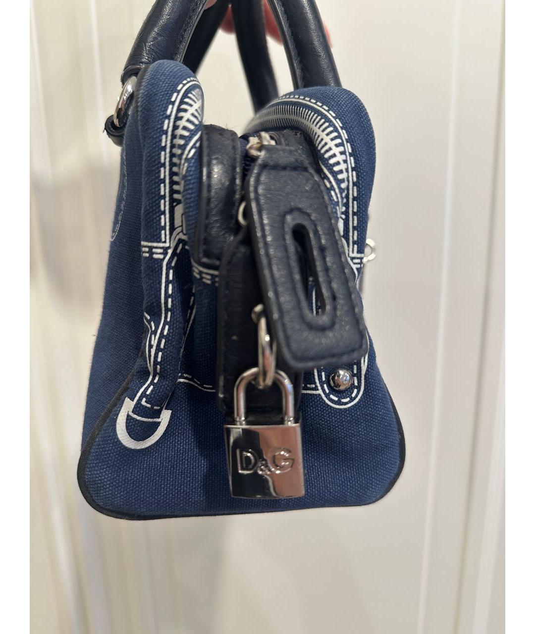 DOLCE&GABBANA Темно-синяя деним сумка с короткими ручками, фото 6