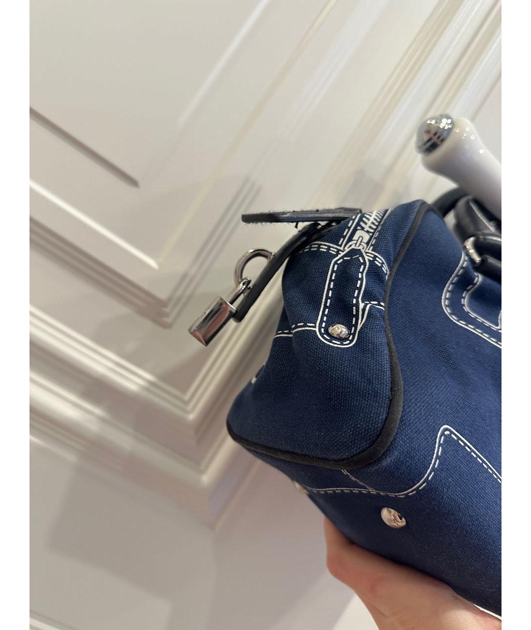 DOLCE&GABBANA Темно-синяя деним сумка с короткими ручками, фото 5