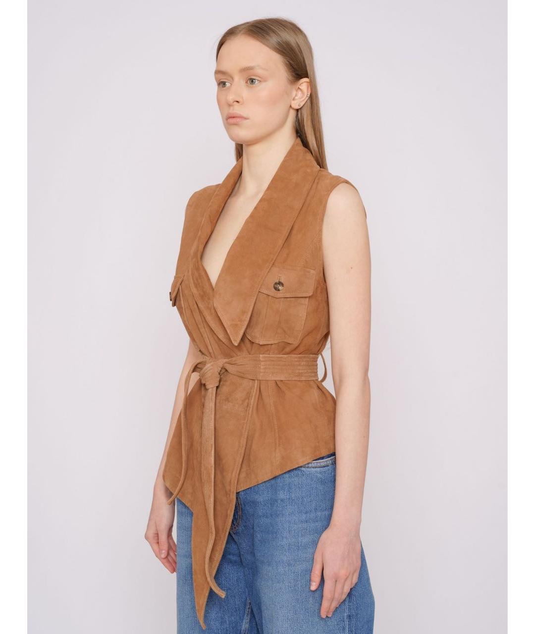 ALBERTA FERRETTI Горчичный жилет, фото 3