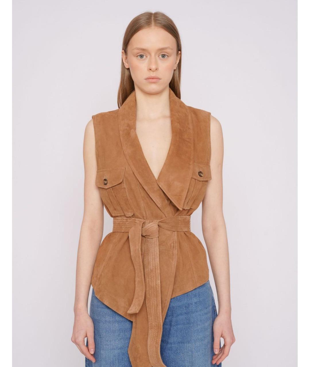 ALBERTA FERRETTI Горчичный жилет, фото 4