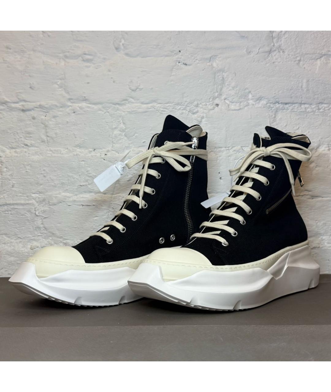 RICK OWENS DRKSHDW Черные текстильные высокие кроссовки / кеды, фото 2