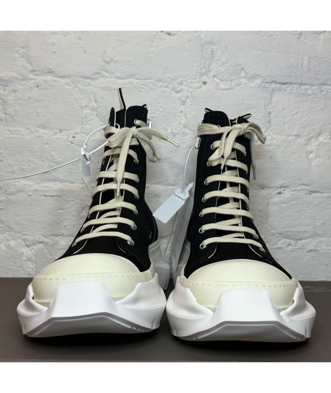 RICK OWENS DRKSHDW Черные текстильные высокие кроссовки / кеды, фото 3