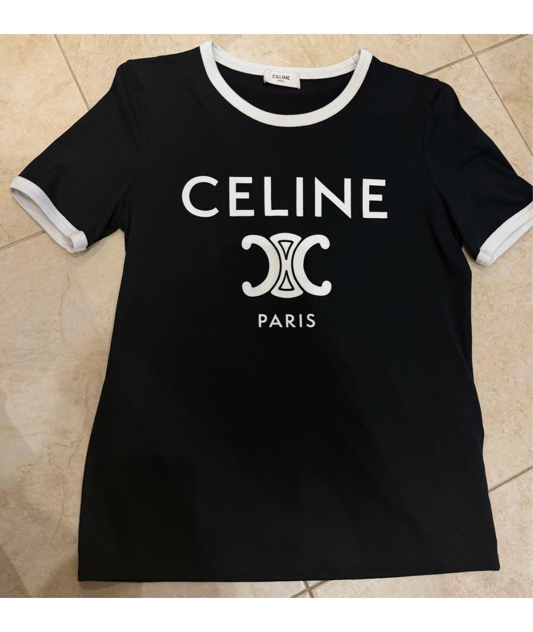 CELINE Темно-синяя хлопковая футболка, фото 5