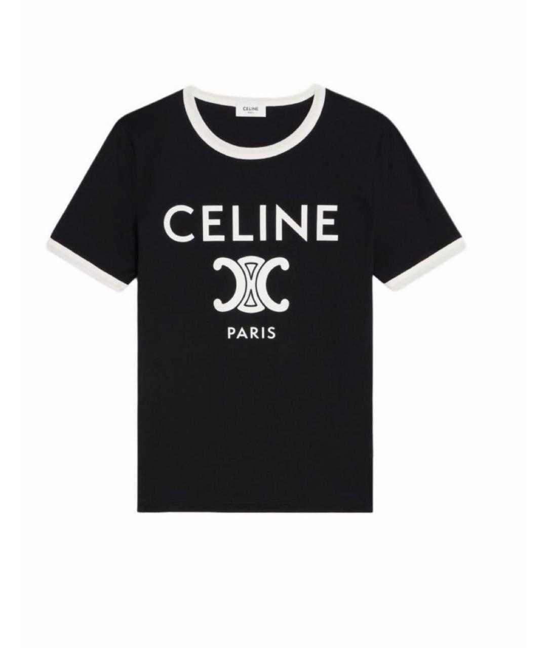 CELINE Темно-синяя хлопковая футболка, фото 1