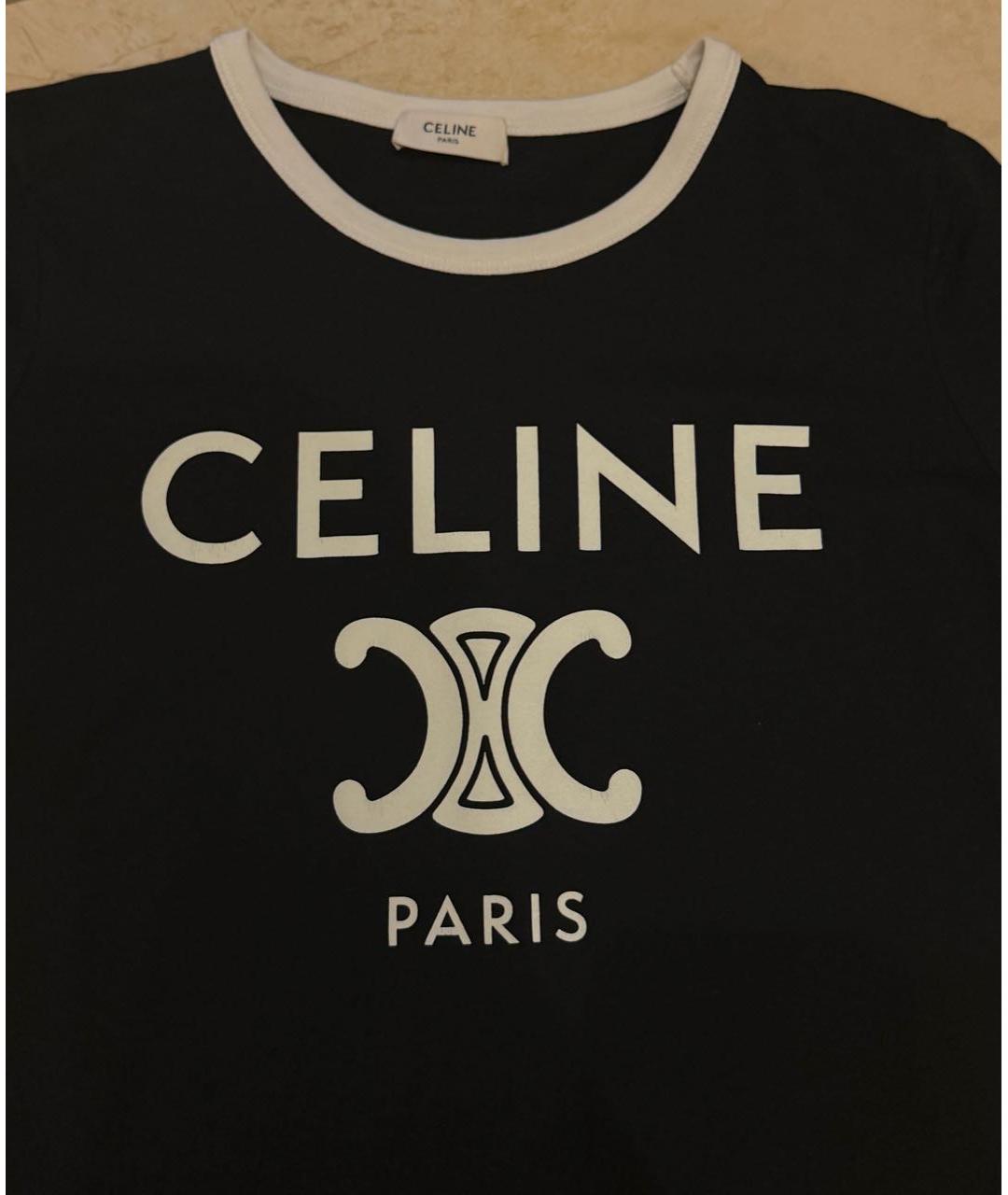 CELINE Темно-синяя хлопковая футболка, фото 3