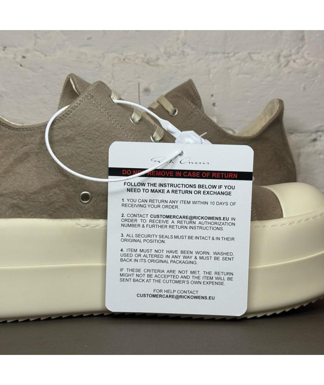 RICK OWENS DRKSHDW Бежевые текстильные низкие кроссовки / кеды, фото 7