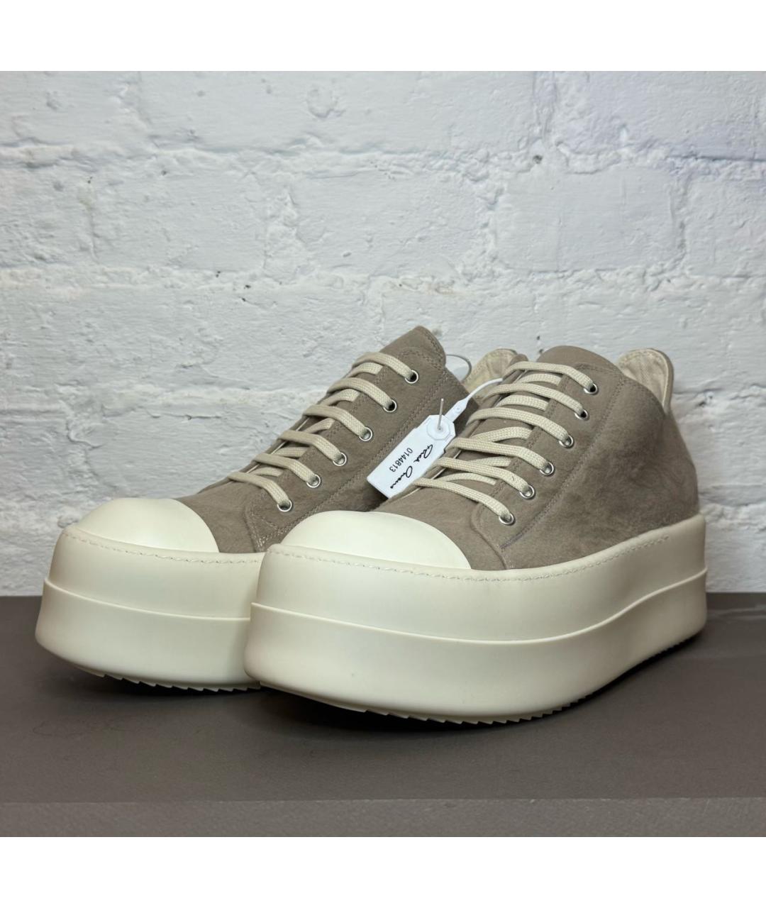 RICK OWENS DRKSHDW Бежевые текстильные низкие кроссовки / кеды, фото 2