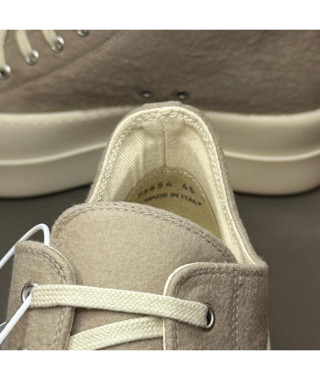 RICK OWENS DRKSHDW Бежевые текстильные низкие кроссовки / кеды, фото 6