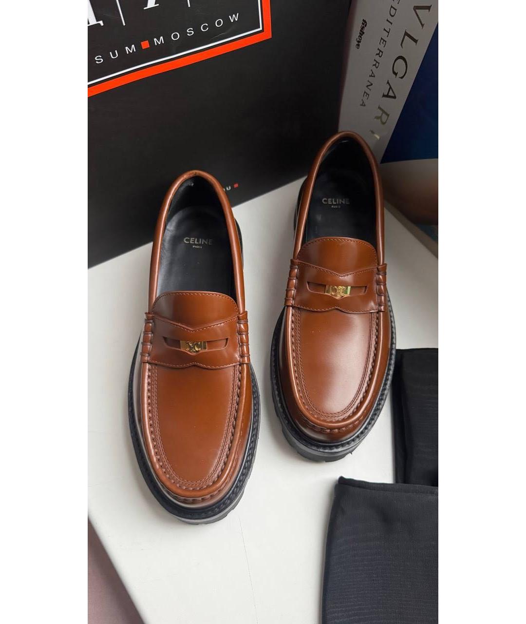 CELINE Коричневые кожаные лоферы, фото 4