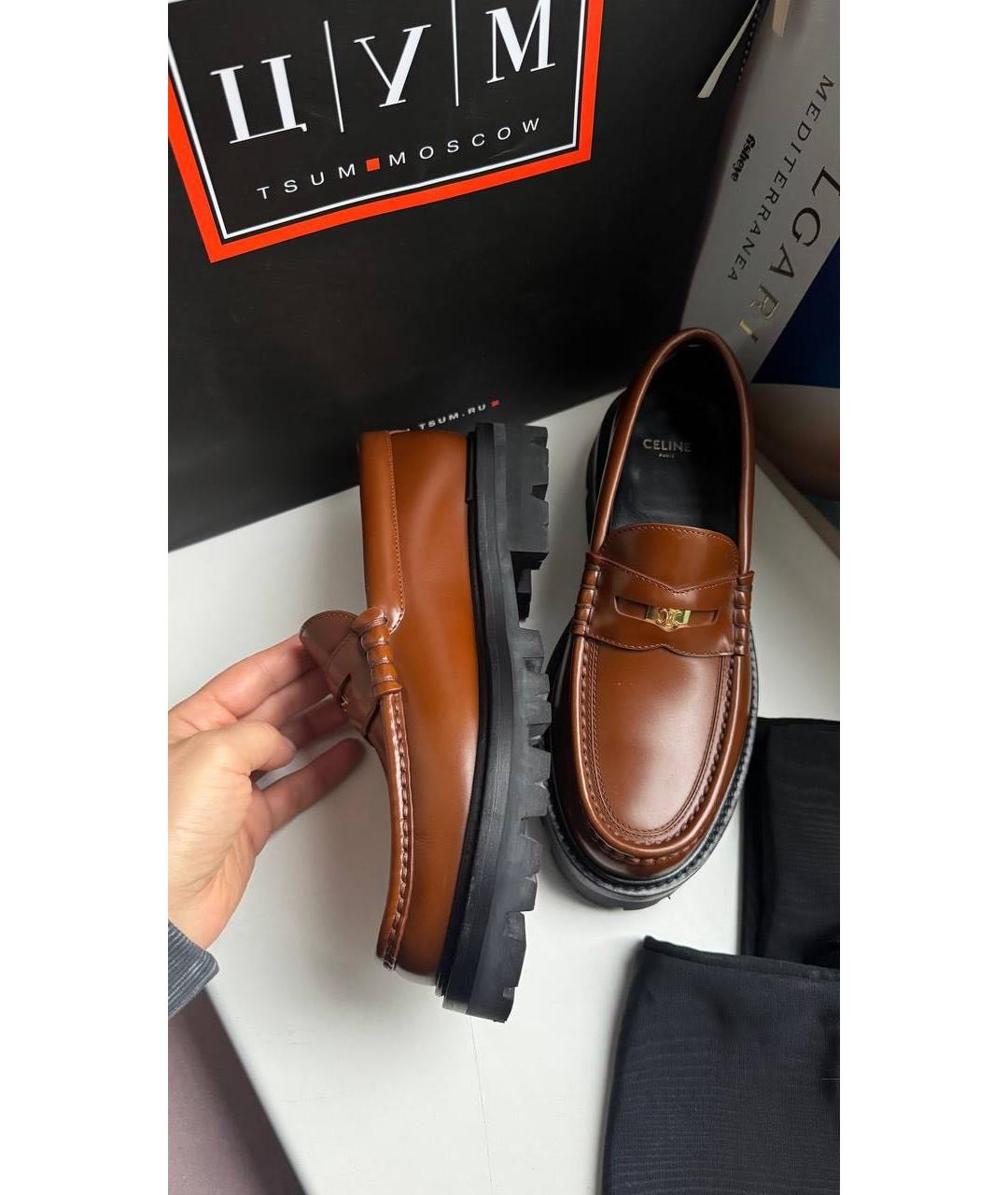 CELINE Коричневые кожаные лоферы, фото 2