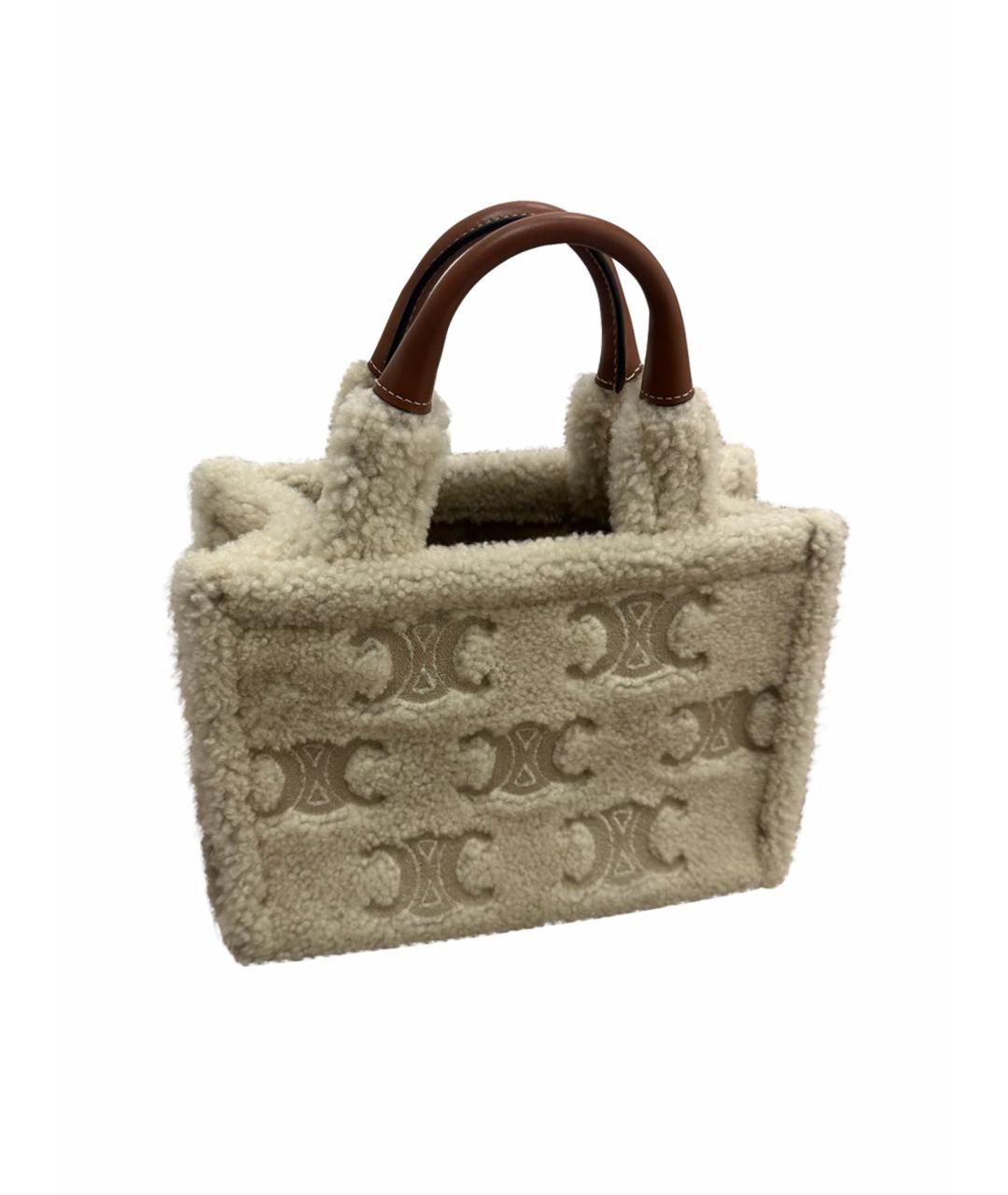 CELINE Бежевая шерстяная сумка тоут, фото 1