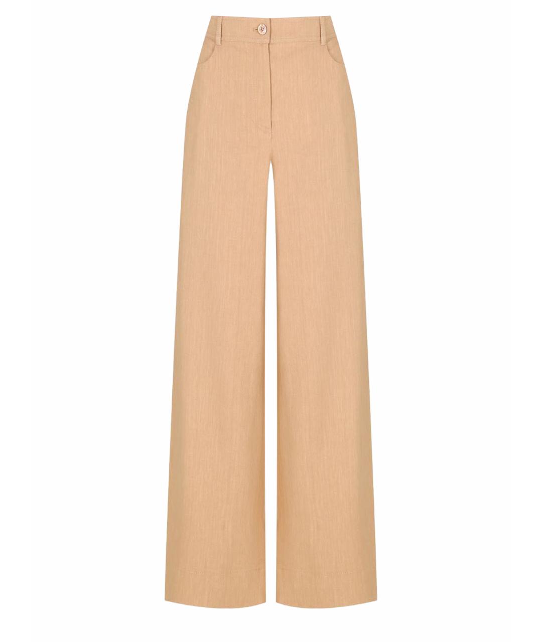 ALBERTA FERRETTI Горчичные льняные брюки широкие, фото 1