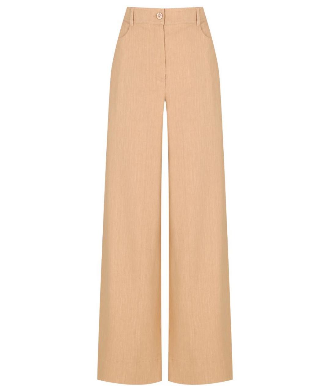 ALBERTA FERRETTI Горчичные льняные брюки широкие, фото 5