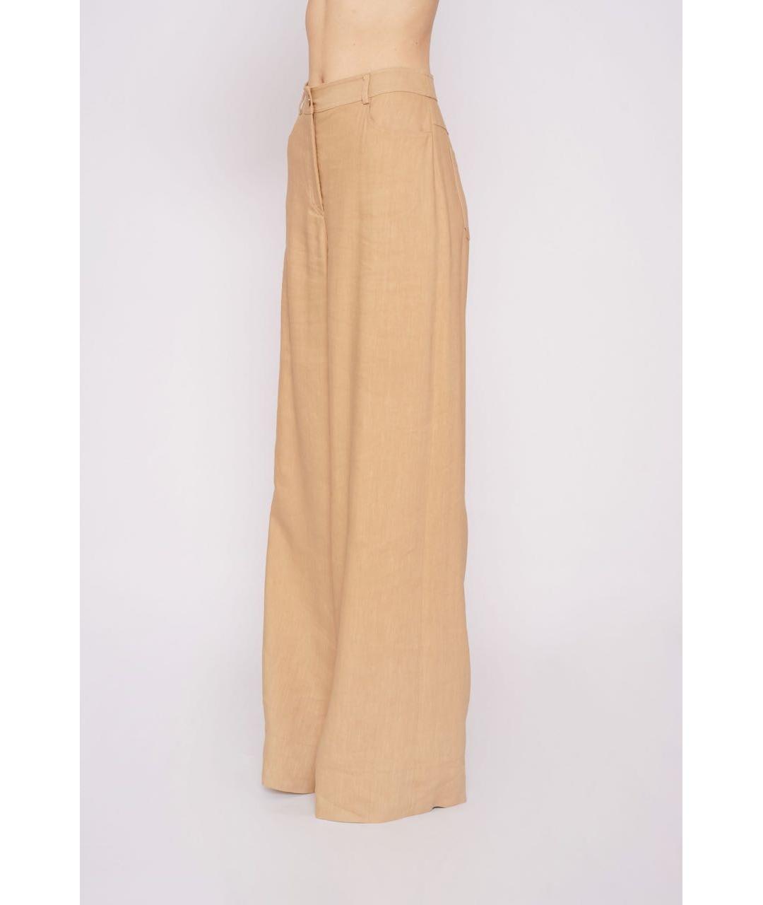 ALBERTA FERRETTI Горчичные льняные брюки широкие, фото 3