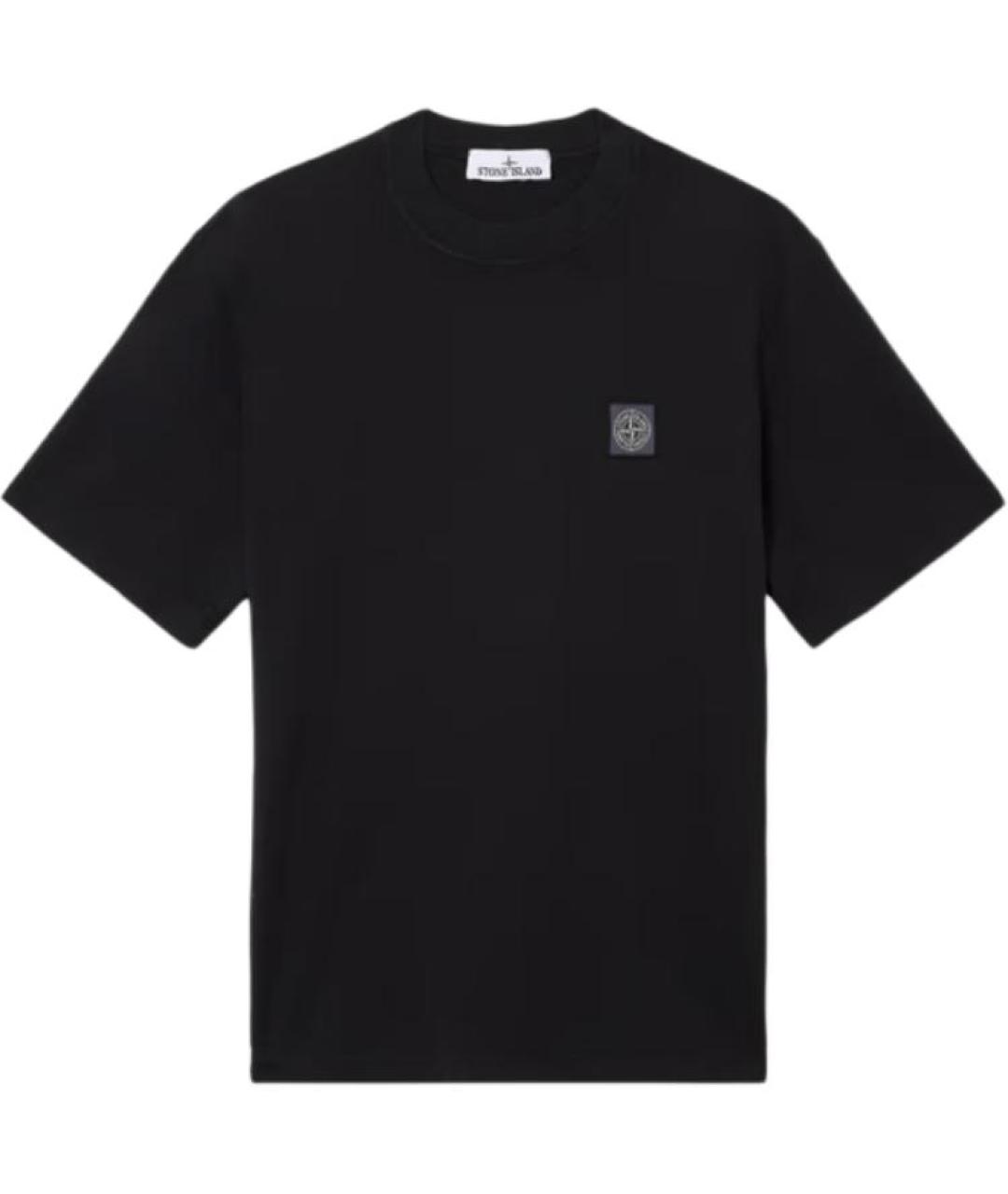 STONE ISLAND Черная хлопковая футболка, фото 1
