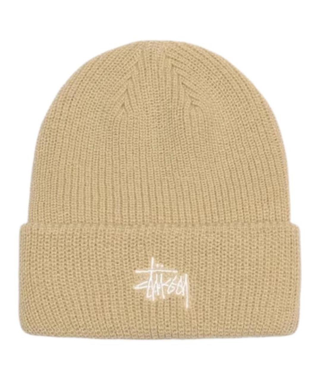 STUSSY Бежевая синтетическая шапка, фото 1