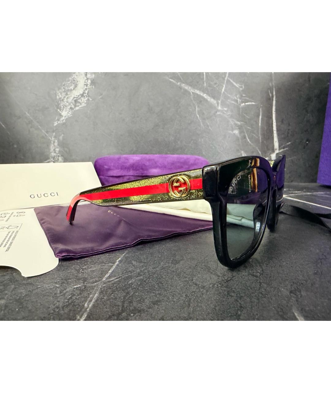 GUCCI Черные пластиковые солнцезащитные очки, фото 2