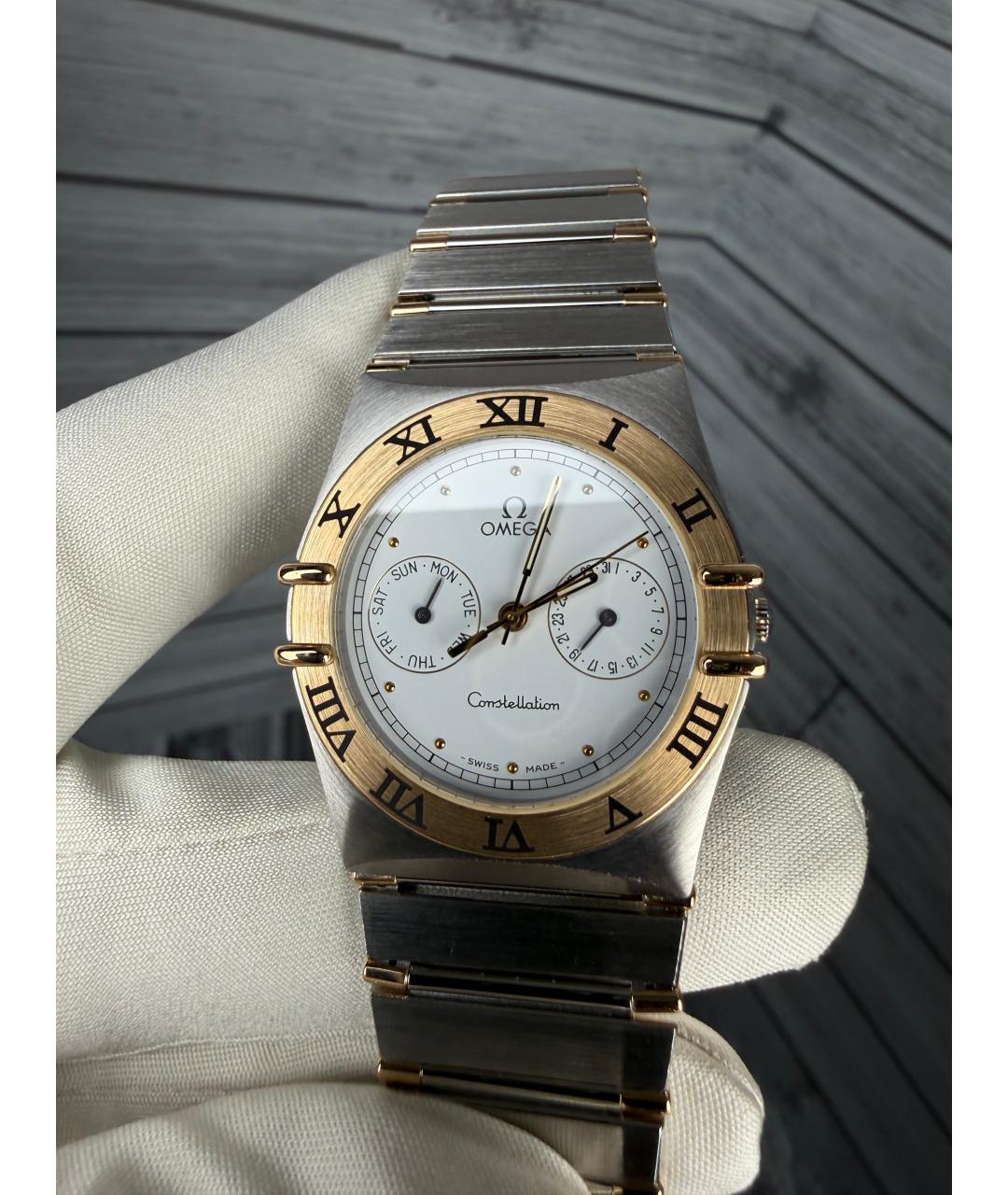 OMEGA Белые часы из желтого золота, фото 4