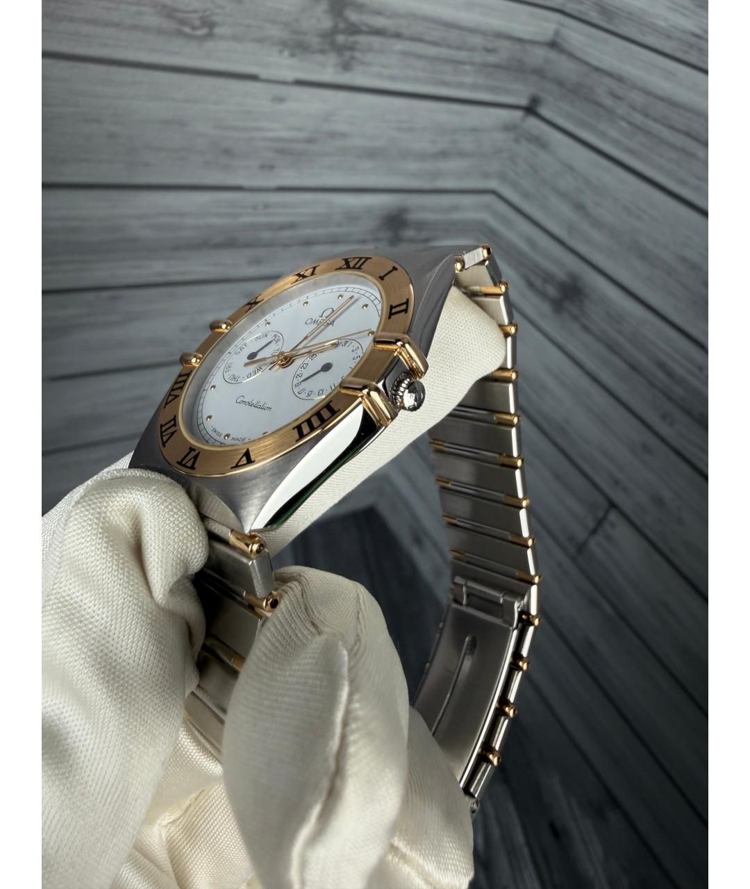 OMEGA Белые часы из желтого золота, фото 5