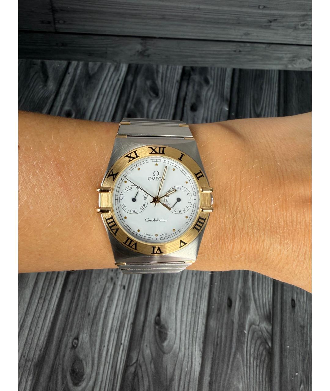 OMEGA Белые часы из желтого золота, фото 2