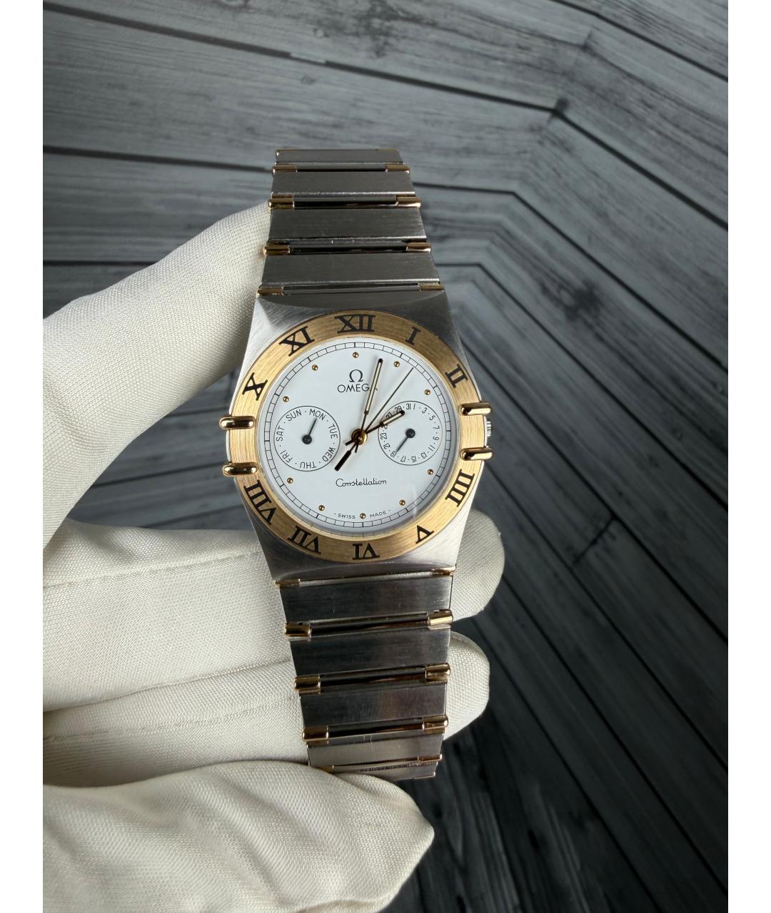 OMEGA Белые часы из желтого золота, фото 3